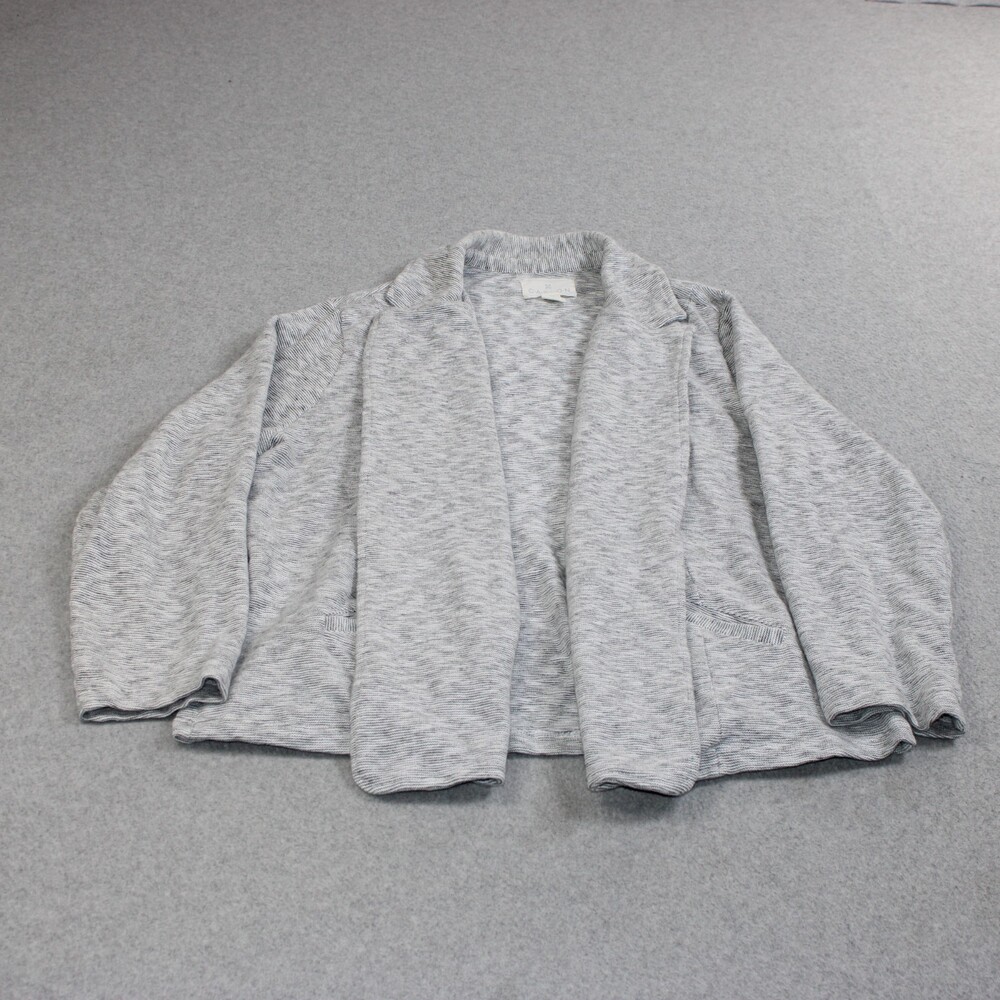 Caslon Sweater Women 2XL Gray Microstripe Cardigan Lightweight Heritage Academia